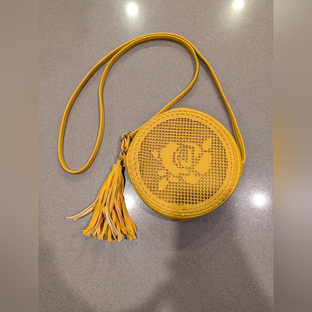 Art Class Mustard Yellow Crossbody Bag with Tassel